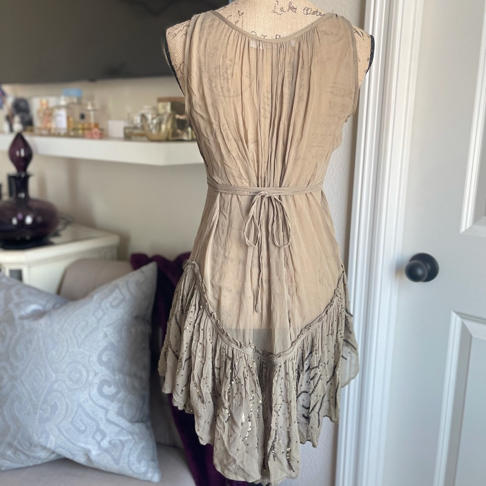 Umbrale Sheer Asymmetrical Dress with Beading